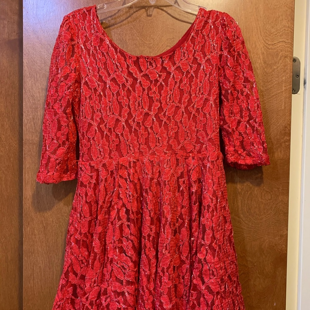 beautiful child’s red laced dress